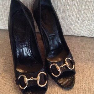 Gucci Snakeskin black Horsebit shoes